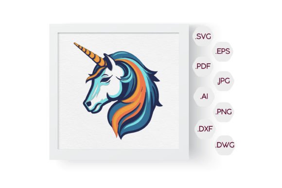 3D Colorful Unicorn Shadow Box SVG