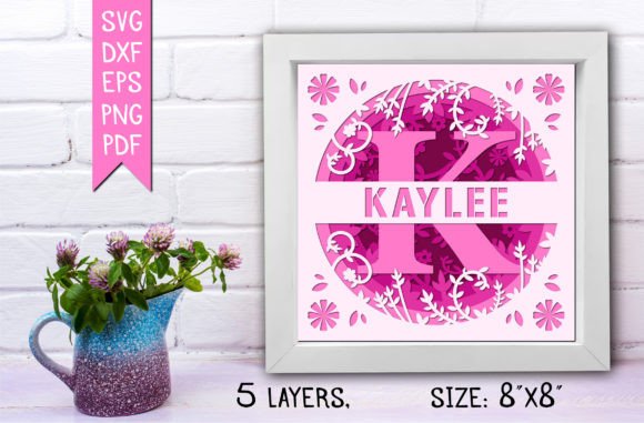 3D Flower Split Monogram Shadow Box for Creative Projects