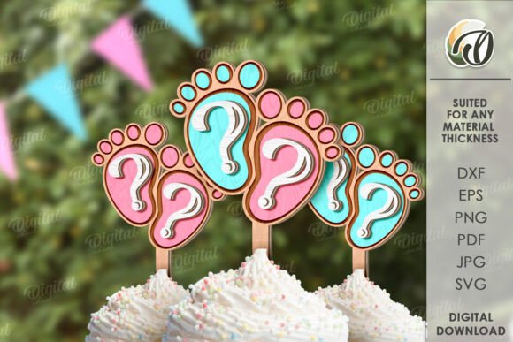 3D Gender Reveal Cake Topper Laser Cut for Creative Celebrations