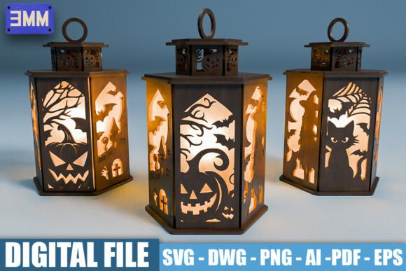 3D Halloween Lantern Laser Cut Files for Festive and Customizable Decor