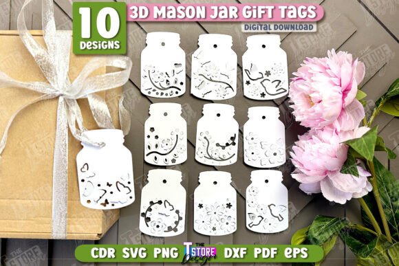 3D Mason Jar Gift Tags Bundle Paper Tag: A Practical Digital Design Solution