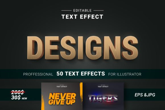 50 Editable 3D Text Effects Designs N29 for Adobe Illustrator