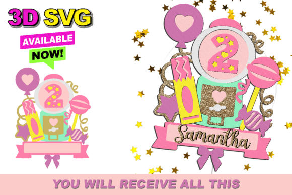 Bubble Gum Cake Topper 3D SVG: A Playful Design Solution for Creative Makers