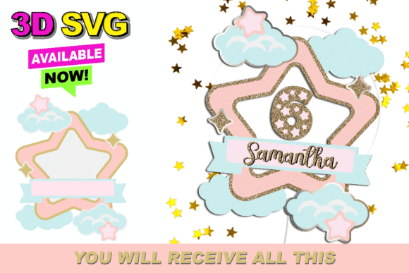 Clouds and Stars Cake Topper 3D SVG: Creative Possibilities