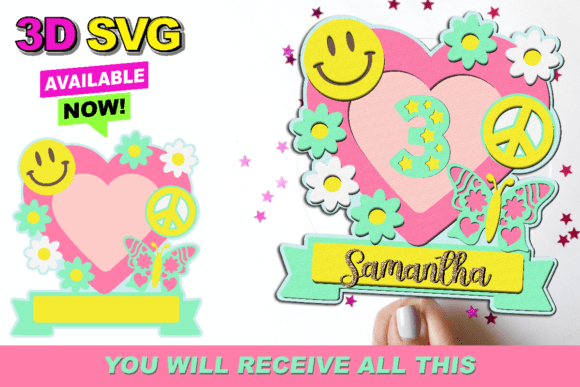 Enliven Your Creations with the Groovy Hippie Cake Topper 3D SVG