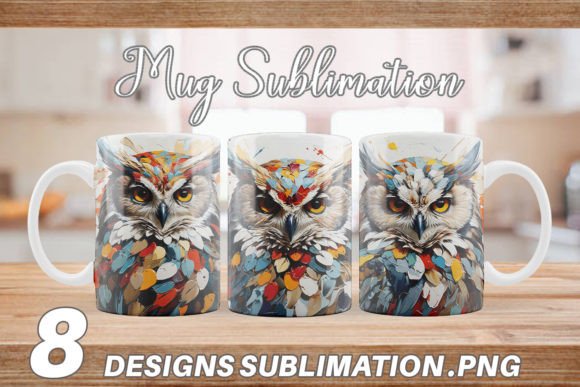 Mug Wrap 3D Owl Painting: A Creative Sublimation Design Pack
