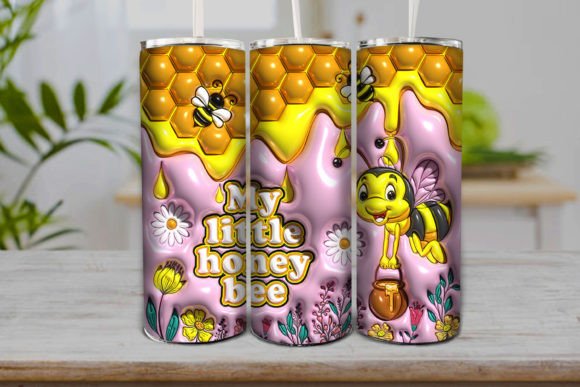 My Little Honey Bee 3D Inflated Tumbler Wrap Design – A Must-Have for Sublimation Enthusiasts