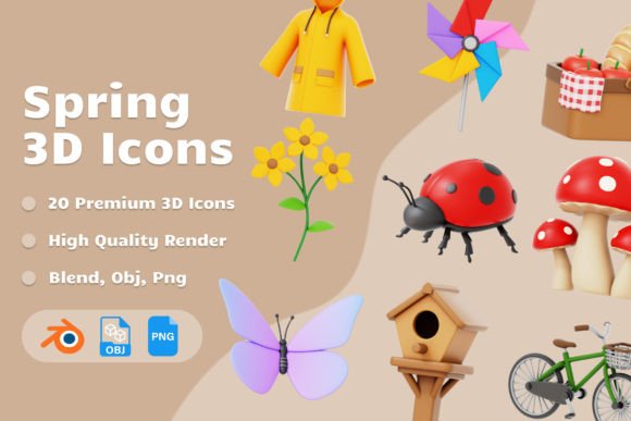 Spring 3D Icons Set: A Strategic Asset for Modern UI/UX and Web Design Projects
