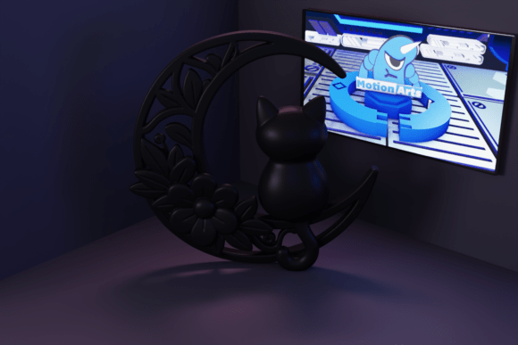 The Cat Sitting on the Moon in 3D: A Fusion of Art, Technology, and Feline Elegance